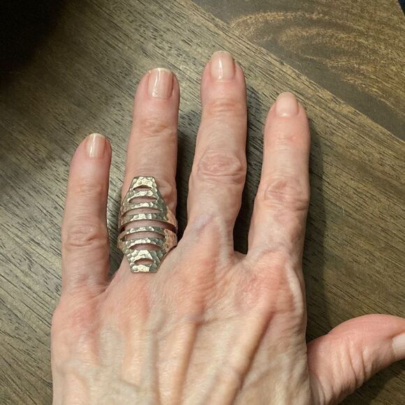 Hammered Sterling Silver Ring.  - Picture 1 of 3